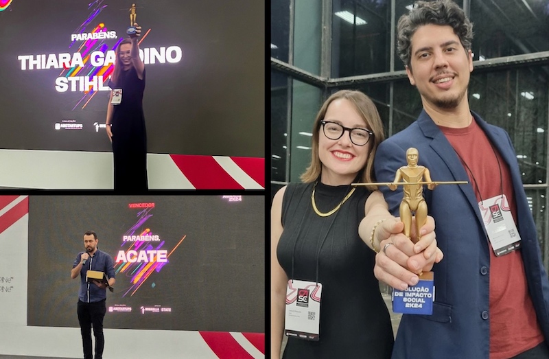 Representantes de SC levam troféus de startup do ano, solução de impacto social, hub de tecnologia e líder de diversidade e inclusão.