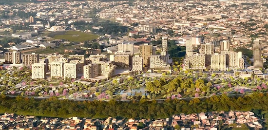Em uma área espaço de 560 mil m2 onde funcionava o Autódromo Internacional de Curitiba, espaços públicos estarão conectados a equipamentos urbanos, residências, ambientes corporativos e centro de inovação.